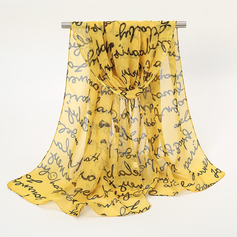 New Chiffon Printed Sun Protection Beach Scarf Scarf Thin Women's Versatile Chiffon Fresh Neck Scarf