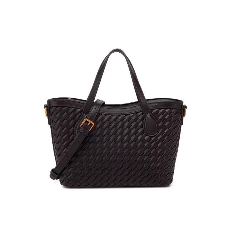 

High-End Woven Tote: Versatile Fashionable Large-Capacity Shoulder Handbag 28x10.5x17.5 cm кавовий