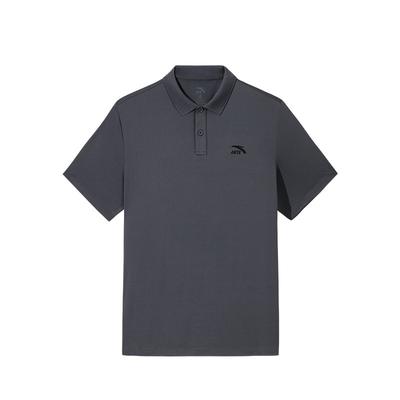 Comfortable Breathable Solid Color Casual Short Sleeve Polo Shirt Men Tops Gray 952528113-3