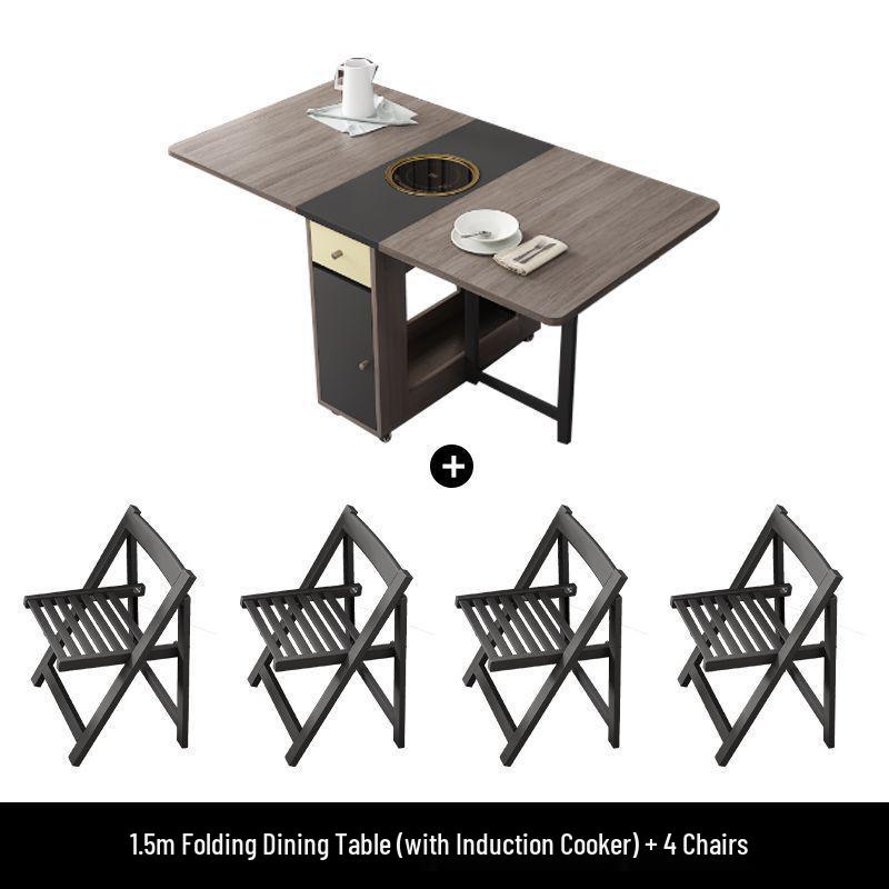 Cream Style Foldable Dining Table and Chair Set - Simple, Multi-Functional, Portable Furniture for Home
