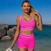Damen Badeanzug Unifarben Sport Badehose Sexy Bikini Anzug Strandmode Mehrfarbig