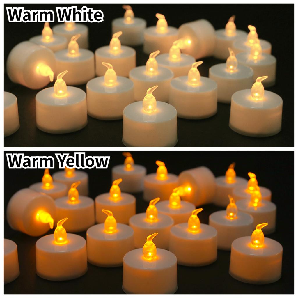 12/24 Stück LED Flackernde Teelichter Warmgelb/Weiß Batteriebetriebenes Teelicht für Hochzeitsjubiläum Weihnachtsdeko