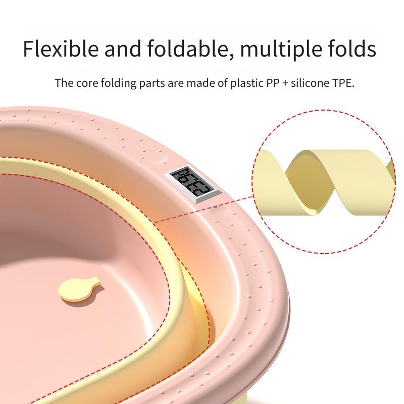 Baby Shower Basin Bathtub Baby Foldable Temperature Sensing Design Sitting and Lying Large Size Newborn Baby Shower Bucket