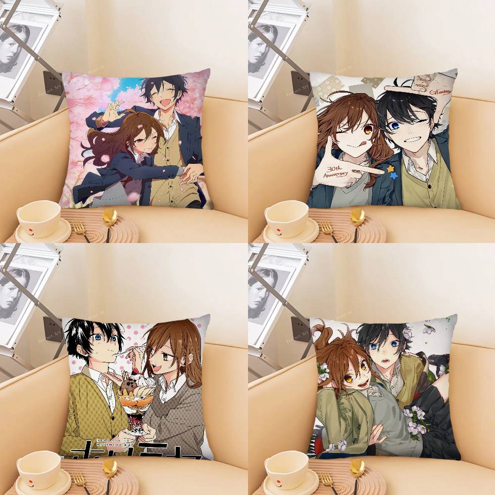 Japanese Classic Anime Horimiya Vintage Pillow Case Fashion Square Pillowcase Bedroom Sofa Room Ins Decoration Leisure