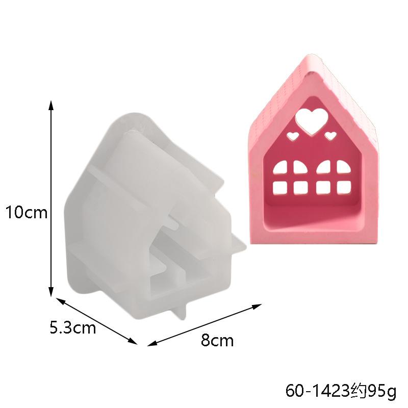 Silicone 3D House Mould Plaster Mould DIY Tea Light Mould Decorative Epoxy Resin Casting Mold Non Stick for Art Craft