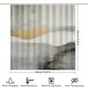 Modern Art Print Shower Curtain With Gold Stripes Neutral Bathroom Decor For Home Kitchen (White)