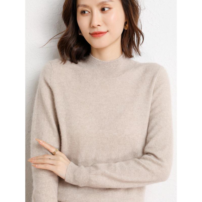 Cashmere Autumn/Winter Half-High Neck Women's Classic Loose Pullover Sweater