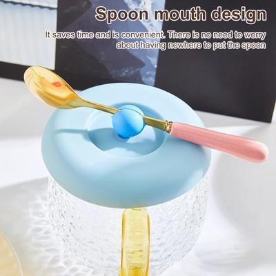 Coperchio in Silicone per Tazza con Portacucchiaino Resistente al Calore Coperchio Antipolvere Universale Sigillo Rotondo per Bicchiere d'Acqua Tazza da Caffè