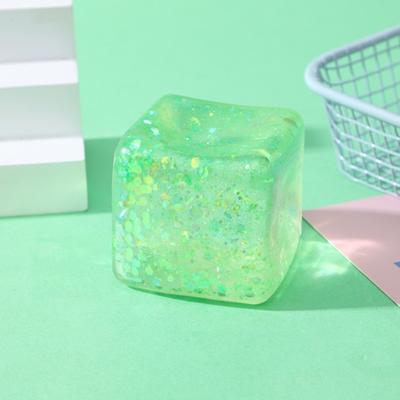 Yousheng Ice Cube Squeeze Toy with Glitter Slow-Rising Water Cube TPR Fidget Toy for Stress Relief Portable Decompression Gadget for Kids