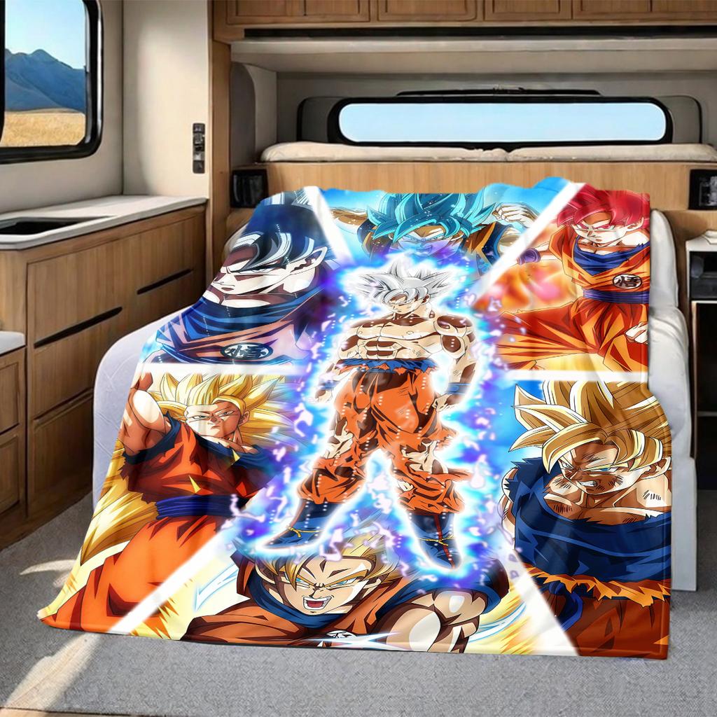 1PC Dragon Ball Super Print Flannel Blanket, High quality All Seasons, Home Decor, Warmth and Comfort, Perfect for Christmas Gifts