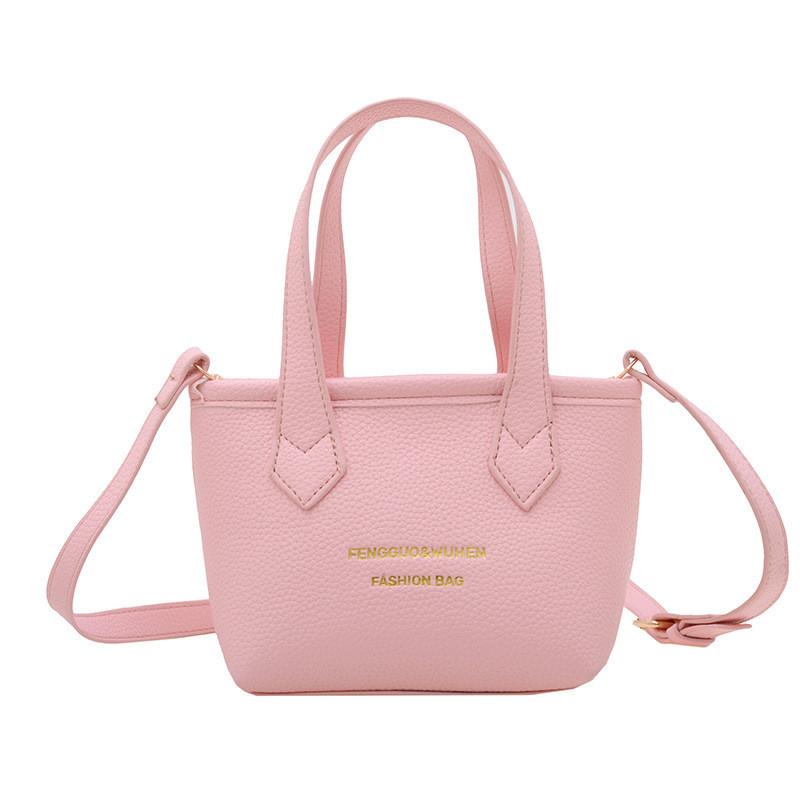 Girls Basket Fashion Bag Minimalist Solid Color Toddler Handheld Bag Bucket