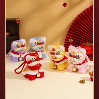 Hot 2026 New Year Lion Dance Doll with a Bell Hanging Design National Trend Decor Cute Material Lion Hanging Home Office