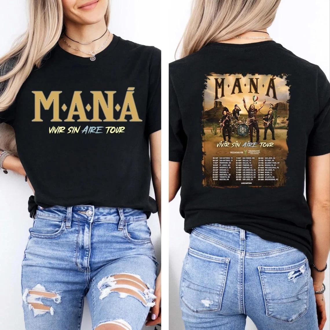 Mana Tour 2026 T-Shirt, Mana Band Tour Shirt, Mana Mexico, Mana Vivir Sin Aire L