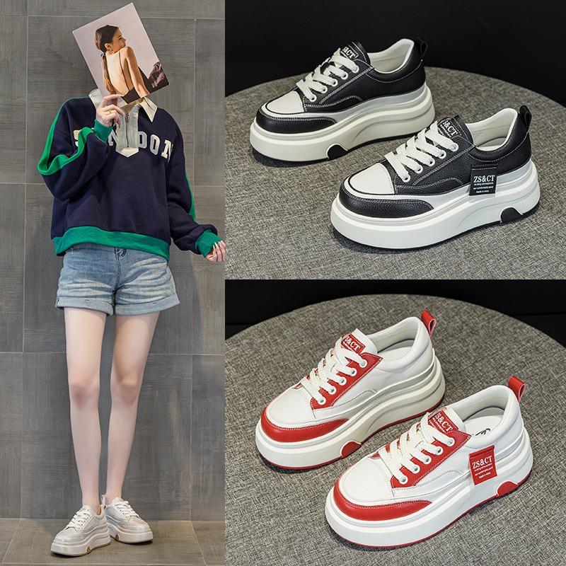 9978 leather white shoes women's spring new thick-soled comfortable non-slip versatile sports cowhide casual board shoes