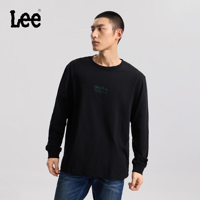 Lee Men s Comfort Fit Logo Print Crew Neck Long Sleeve T-shirt L