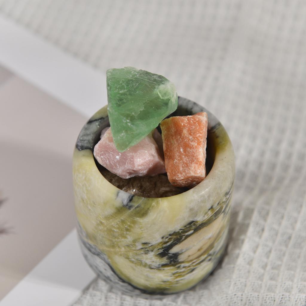 Vintage Natural Marble Artistic Candlestick Oil Painting Style Desktop Decoration Candle Holder Candle Cup Candlestick