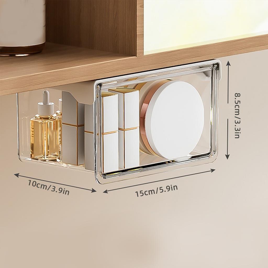 Transparente Schubladen-Aufbewahrungsbox Ausziehbarer Organizer-Koffer für unter den Spiegel Badezimmer Baumwollstäbchen Make-up-Halter