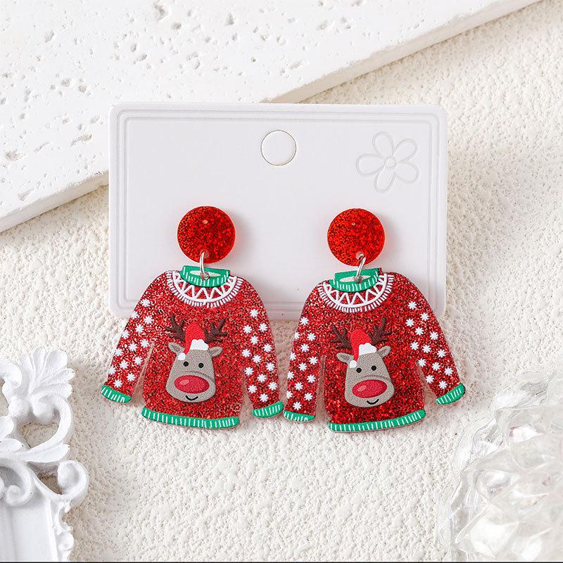 European & American Christmas Earrings: Cute Snowflake & Tree Designs for Women