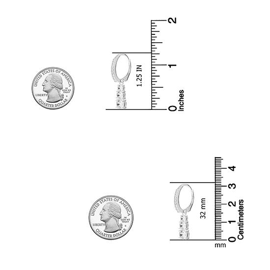 LeCalla Sterling Silver Jewelry Cubic-Zirconia Lever-Back Drop Dangle Earrings for Women Teen