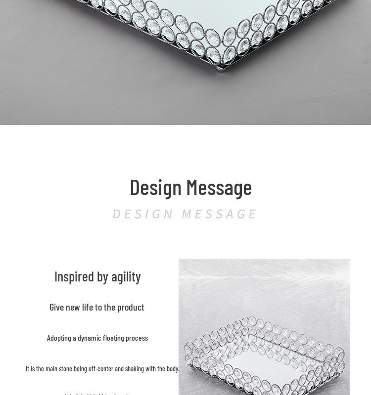 Tavă Oglindă Cristal Elegantă: Ornament de birou, Farfurie cu fructe, Suport metalic de depozitare pentru tort, Recuzită de nuntă, Tava de ceai, Farfurie pentru ceașcă.