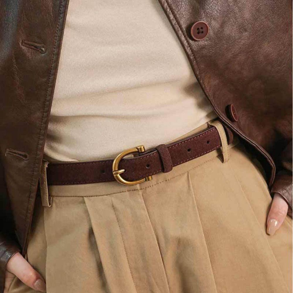 Casual Suede Leather Belt Trendy Business Waist Strap Women Trouser Dress Belts  Gifts