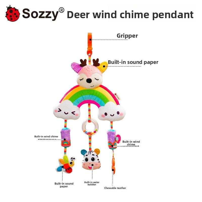 Plush Elephant And Deer Wind Chime Baby Carriage Toy With Hanging Decor For Newborns And Sensory Development
