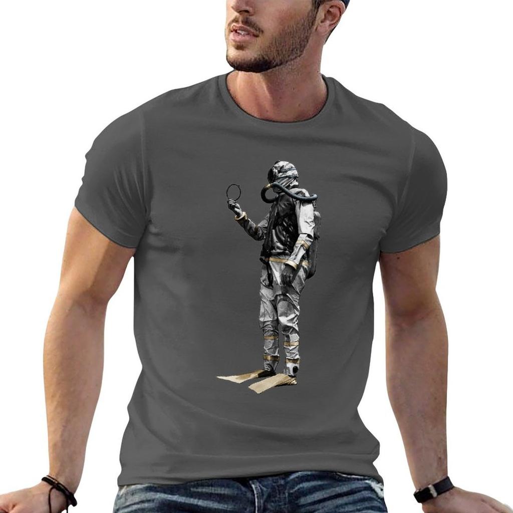 Vintage Scuba Diving Diver with a Double Hose Regulator TShirt T Shirt Man Casual Funny T Shirts Cotton TShirt