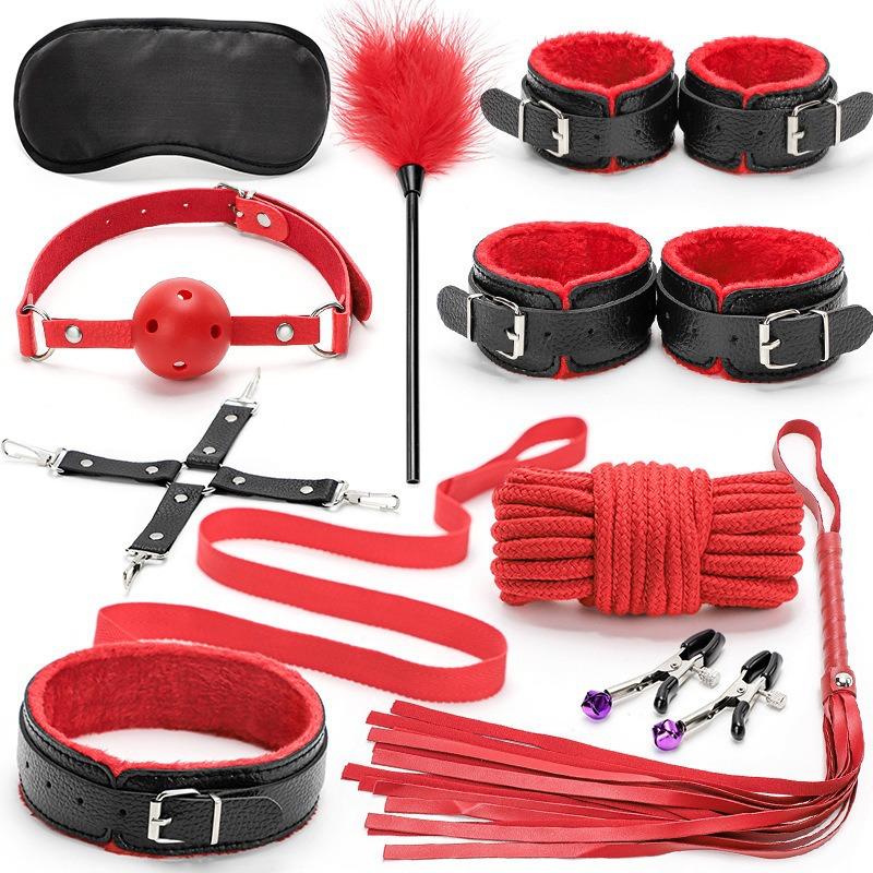 Adults SM Sex Toy Bdsm Kit Set Handcuff Collar Binding Rope Whip Nipple Clip Sextoy for Couples Intimate Sexual Game Bondage 18+
