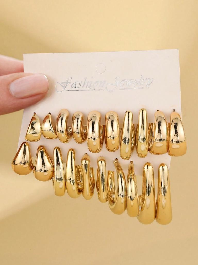 2/6/20 Stück Leichte Tropfenförmige C-förmige Ohrringe für Damen Goldfarbe Asymmetrische Form CCB Ohrringe Schmuck für den täglichen Gebrauch 2026