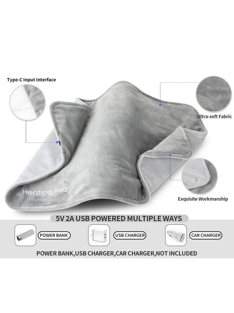 USB 5V Electric Heating Pad for Cramps & Back Pain Relief,Heat Pad with 59 INCH Cable,Mini Heated Blanket