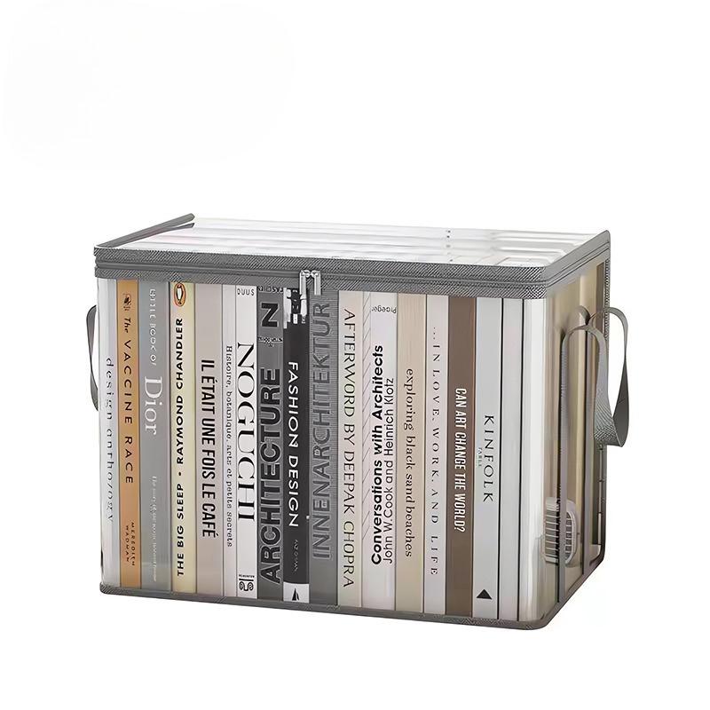 1Pc Book Organizing Box Student Classroom Book Storage Box Transparent Storage Household Large Capacity Textbook Storage Bag