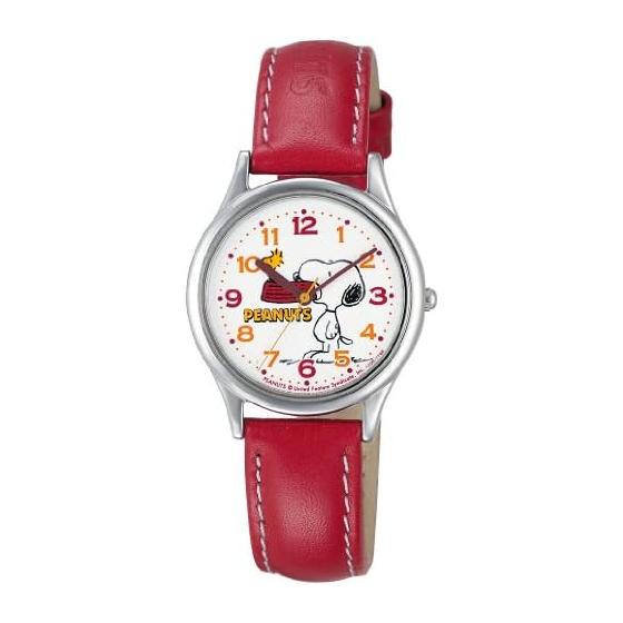 

[Citizen Q&Q] Часы Analog Snoopy с водонепроницаемым кожаным ремешком AA95-9852 женские красные