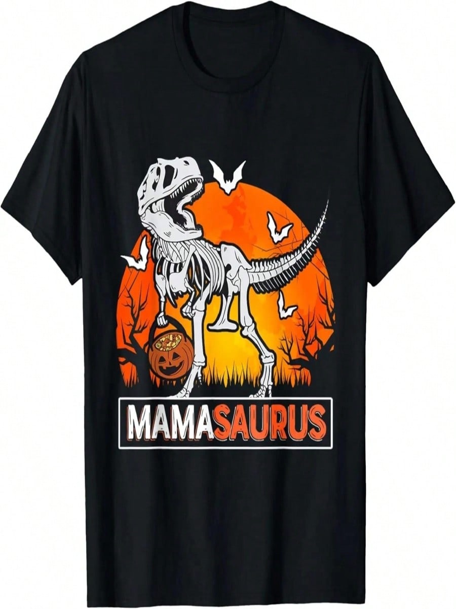 Mamasaurus Halloween Mama Dinosaur Skeleton T Rex Scary Tees T-Shirt S разноцветный