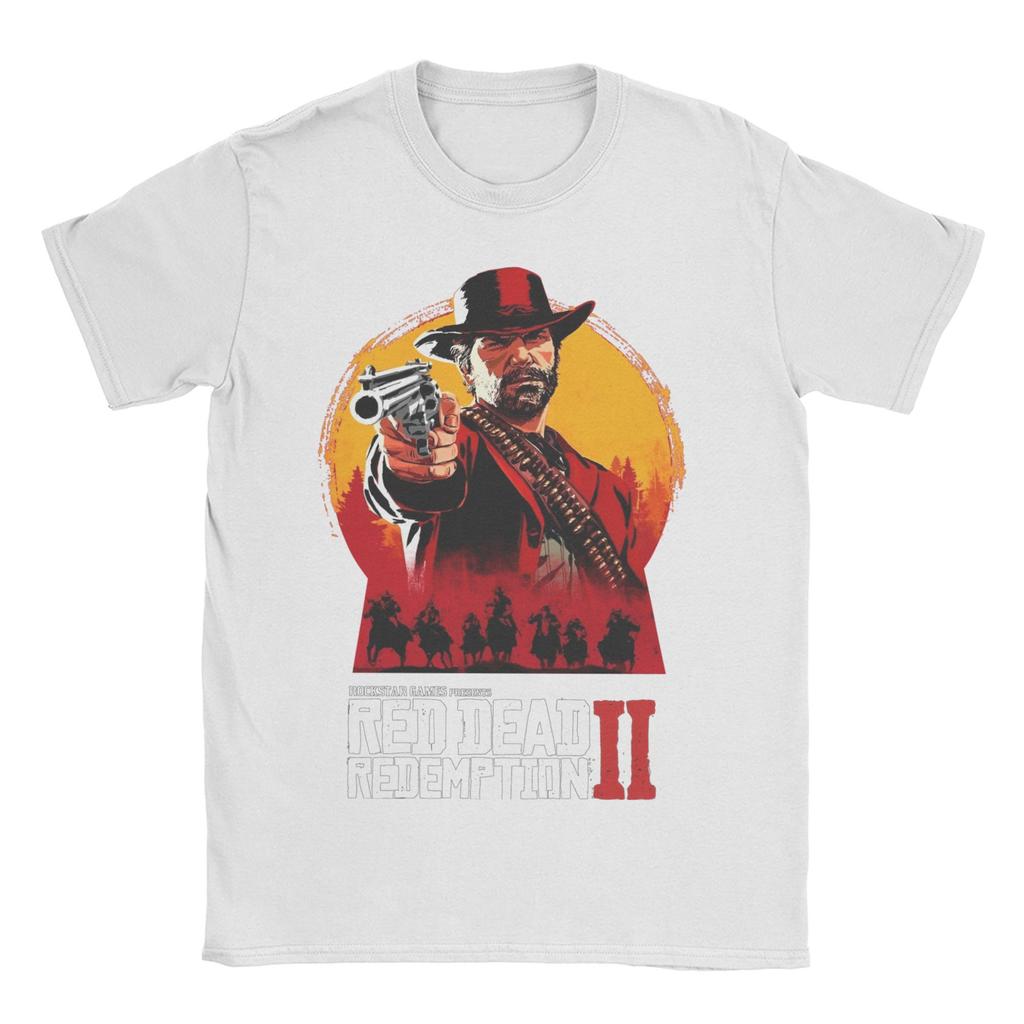 Cool Red Dead Redemption 2 Trička Pánská Kulatý Výstřih Bavlněná Trička Hip Hop Krátký Rukáv Trička Nápad na Dárek Oblečení