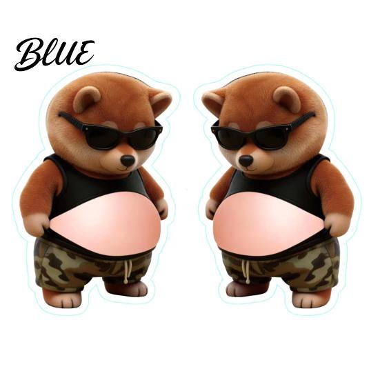 Silicone Bumper Protector 1 Pair 3D Elastic Belly Animal Sticker Anxiety Stress Relief Cartoon Safety Decal with Fat Tummy Pinch Anti-collision Dog