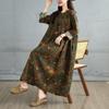 Dimanaf 2025 Women Plus Size Spring Long Dress Loose Basic Printing Vintage Casual Floral Oversize Long Sleeve Maxi