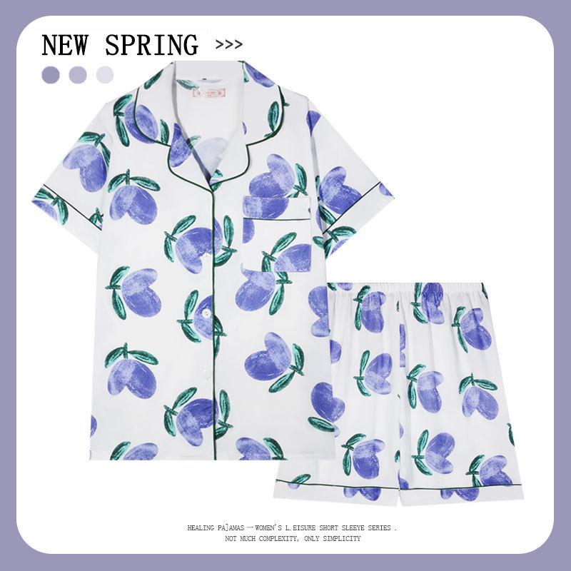 Women’s Cute Cotton Short Sleeve Pajama Set - Summer Style