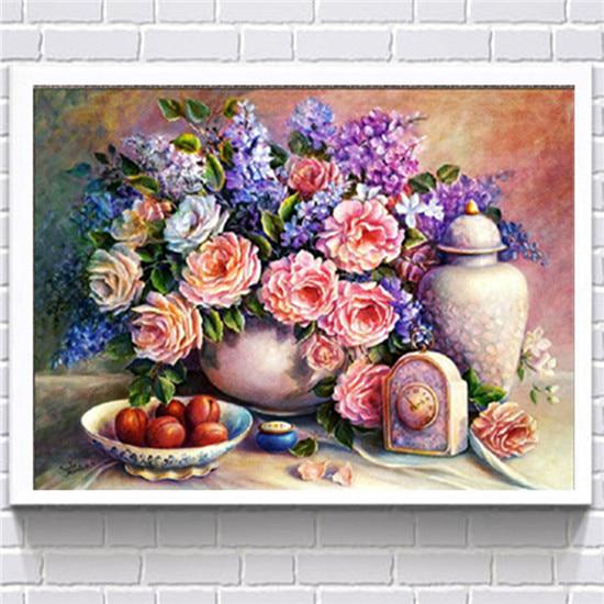 Diamant-Malerei, runde Diamant-Blume, 5D-Diamant-Stickerei, Kreuzstich-Gemälde-Aufkleber