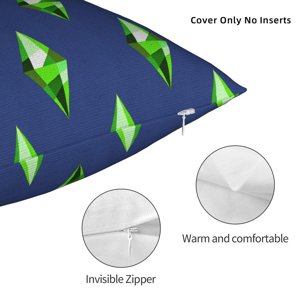 Sims 4 Plumbob Video Game Pillow Cover  Retro Trendy Pillow Case For Couch Sofa Bedroom Print Pillowcases Birthday Present
