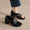 Krazing Pot Mikrofaser Mode Dicke Mittlere Absätze Peep Toe Schuhe Europäisches Design Sommer Größe 43 Größe 42 Plateau Damen Sandalen