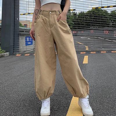 Pantaloni cargo supradimensionați, kaki, stil hip hop, slăbiți, talie reglabilă, cu cordon, pantaloni lungi și lați, îmbrăcăminte de stradă, toamna anilor 90