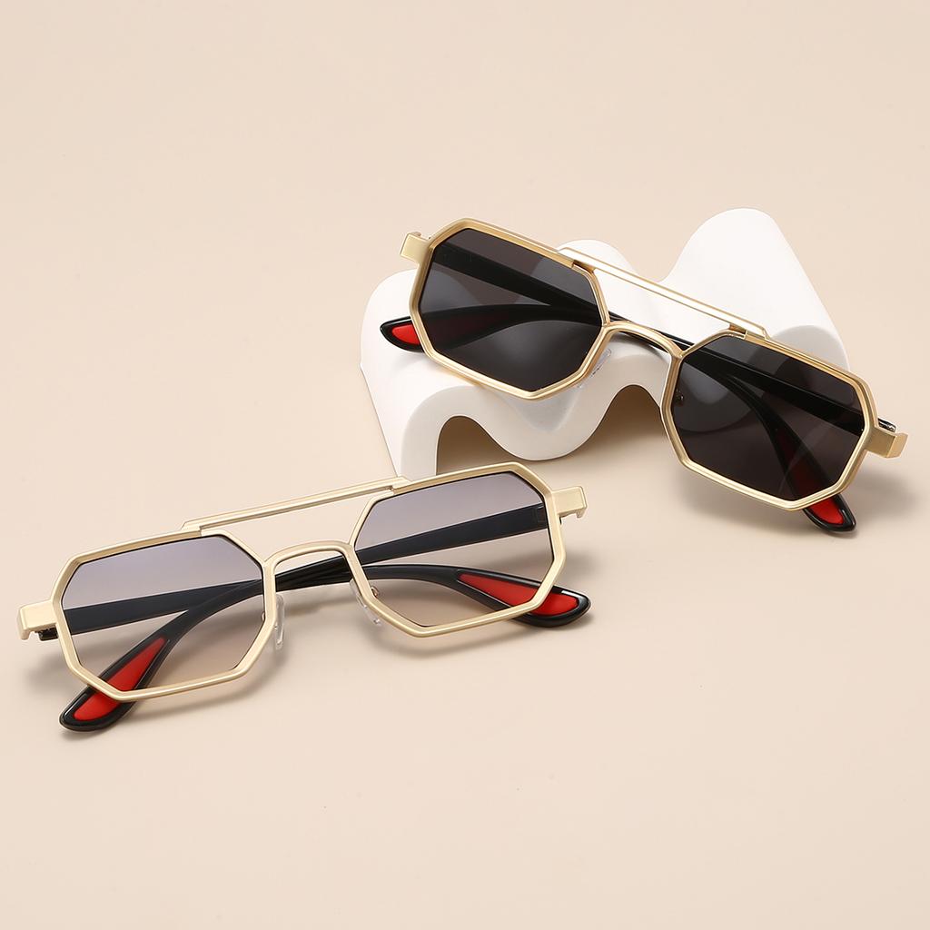Vintage Polygon Sunglasses Men New Chic Hip-hop Outdoor Decor Shades Women Trendy Brand Design Double Bridge Sun Glasses