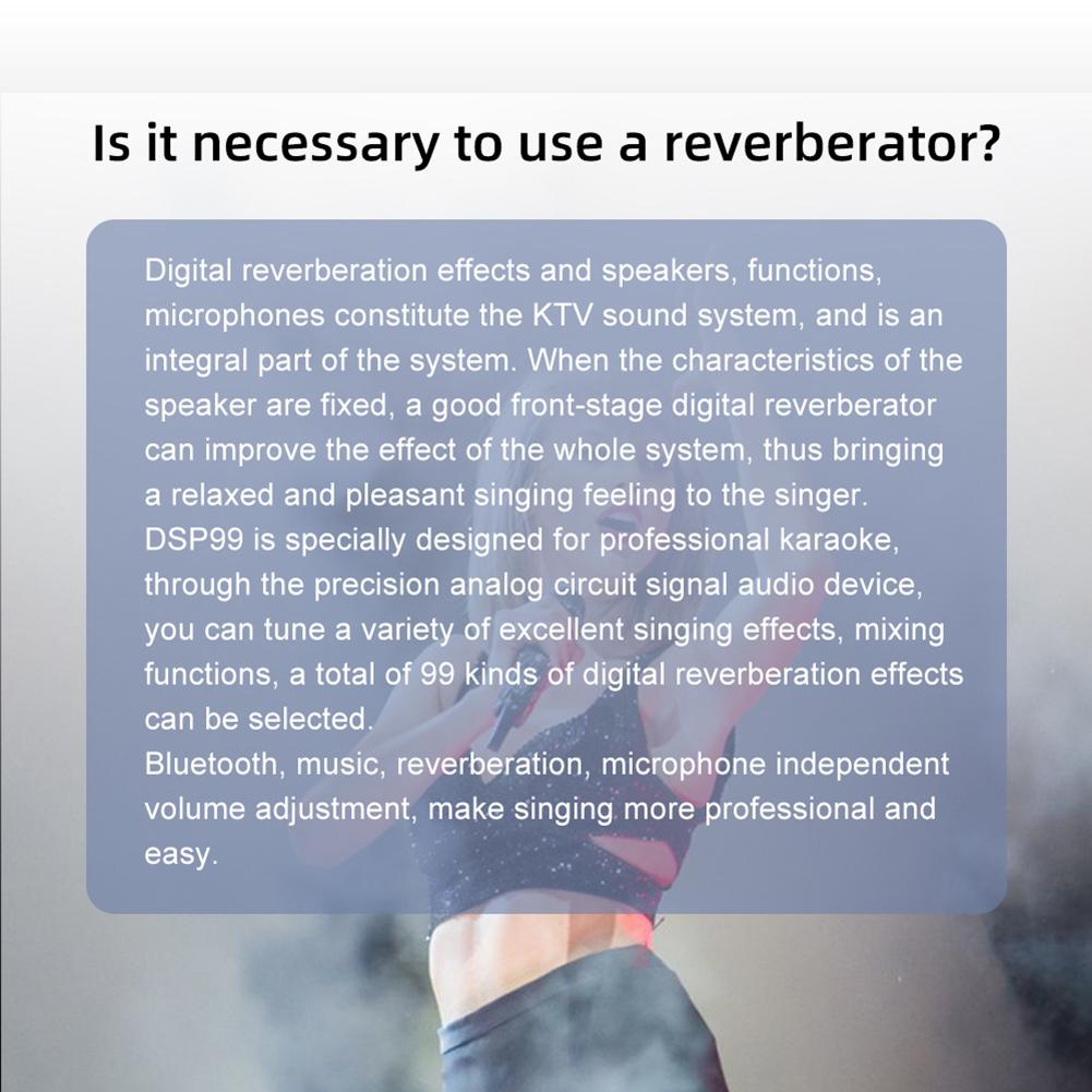 DSP Effect Equipment Bluetooth-Compatible Stereoscopic Sound Effect Digital Reverb 6.5mm Input XLR/6.5mm Output KTV Pre-effector