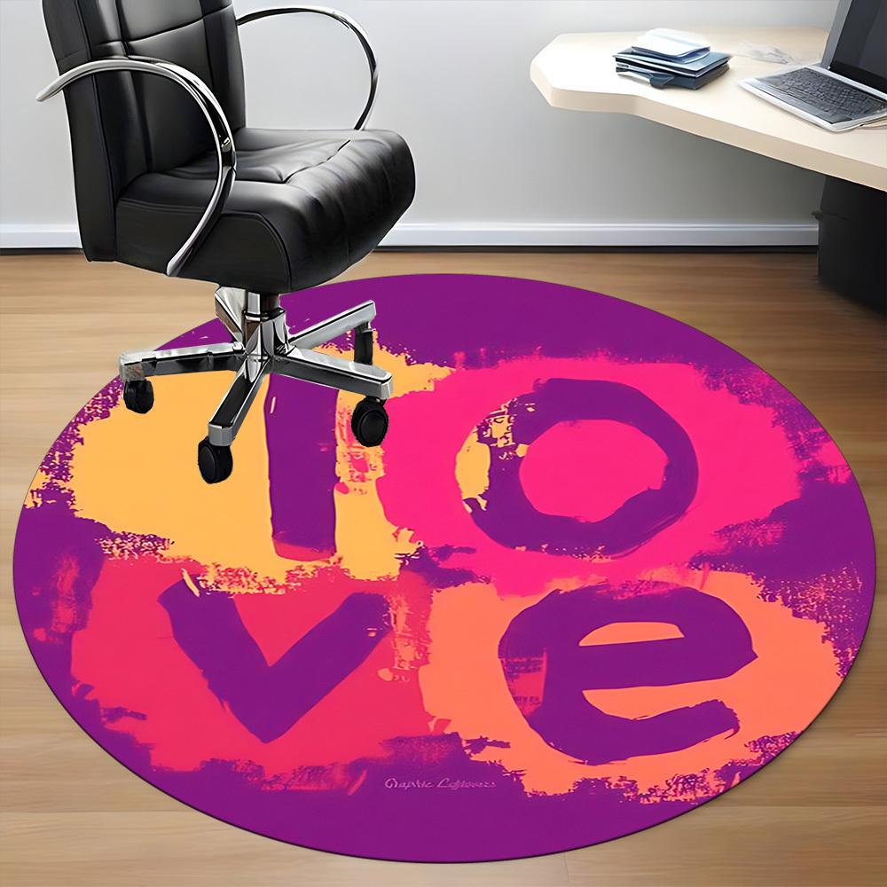 1pc Love Office Round Rug, Carpet for Office, Gaming, Lightweight Round Floor Mat Yy260205028