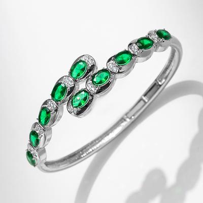 Hochwertiges Armband, Exquisites Mikropflaster Zirkonia Grün Elastisch Offenes Armband