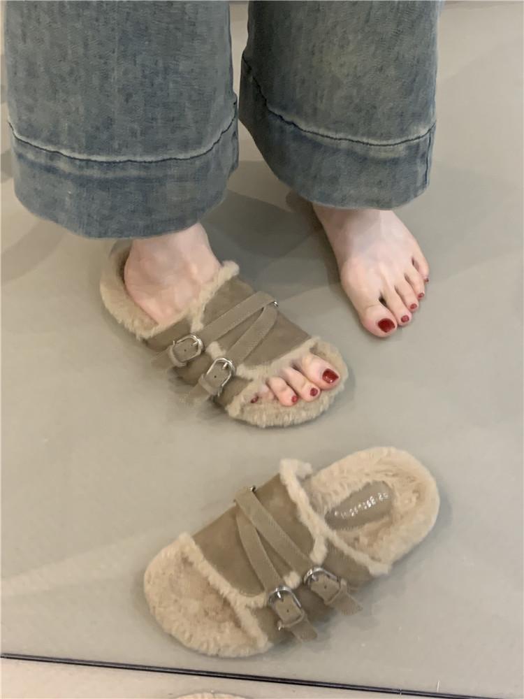 

Туфли Mao Mao на толстой подошве с пряжкой для ремня, женская верхняя одежда на зиму 2025 года, новые ретро женские туфли Mori из матовой кожи, теплые, Boken tow 40