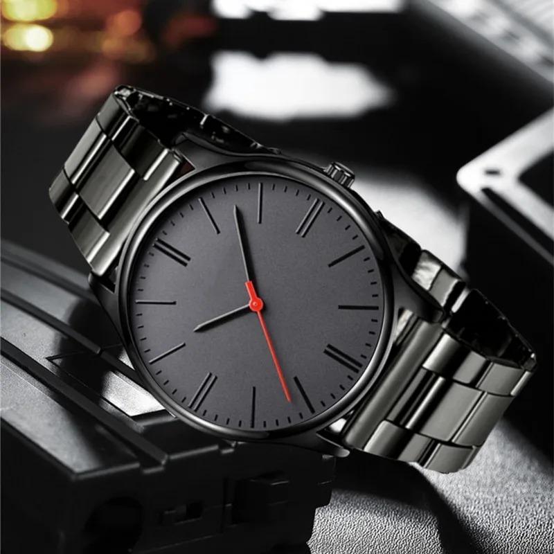 Fashion Men Black Quartz Watches for Man Luxury Men Business Watches Casual Clock Reloj Hombre (Without Box) Relógios Masculino