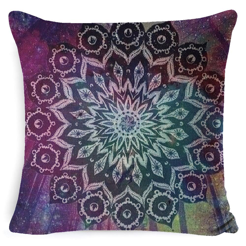 Bohemian Mandala Bedside Sofa Cushion American Vintage Linen Throw Pillow Cover