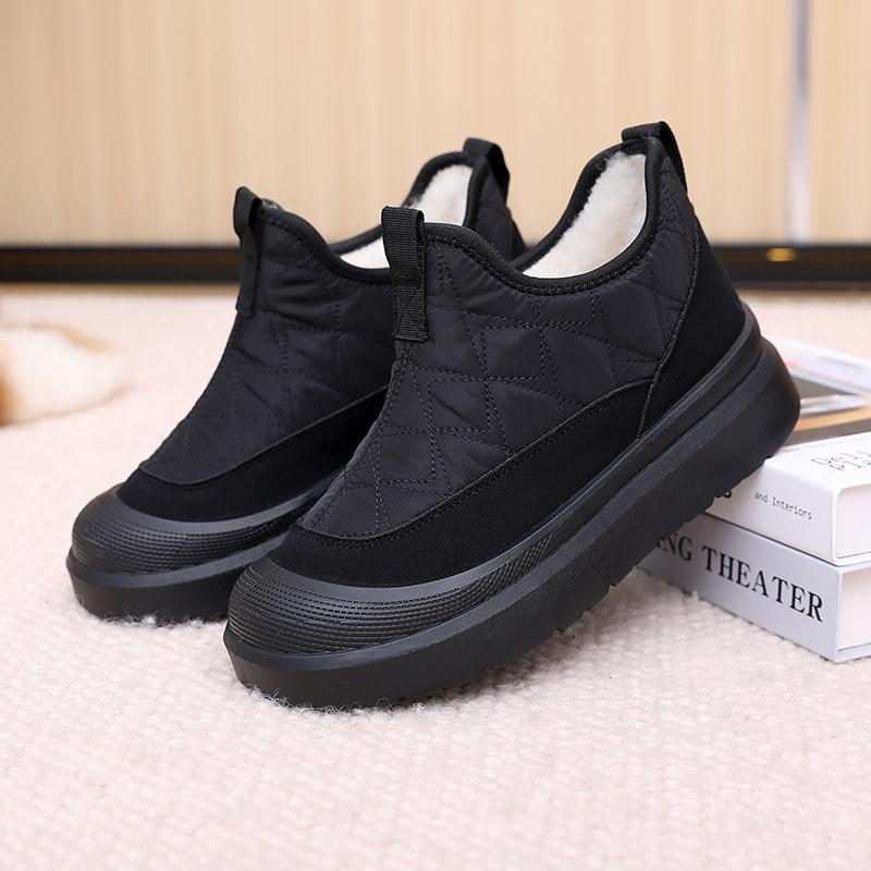 Botas de nieve de plataforma gruesas y cálidas para mujer, botines hasta el tobillo antideslizantes, resistentes al agua, cómodas, con forro de piel sintética, para caminar, para invierno
