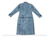 Trench en Cuir Véritable d'Agneau Fait Main Élégant Gris Designer Femme Long
